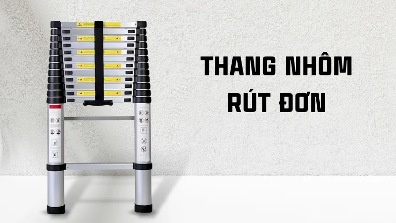 Các loại thang nhôm và ưu, nhược điểm của từng loại 14 Thang nhôm rút đơn
