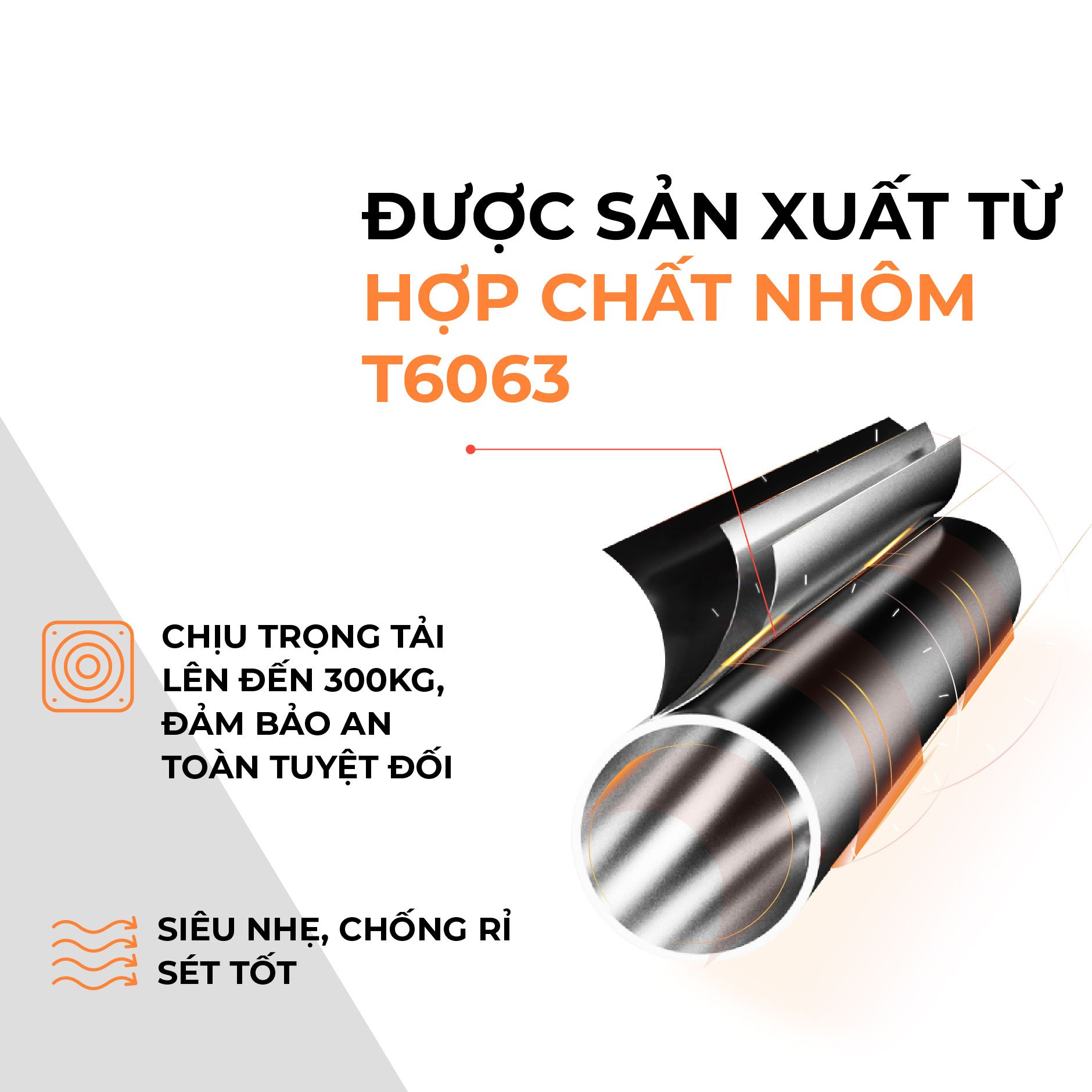 Thang nhôm rút đơn 5m HAKAWA HK-150 9 Bằng hợp kim nhôm T6063, thang rút đơn Hakawa HK-150 chịu tải lên đến 300kg, siêu nhẹ, chống rỉ tố