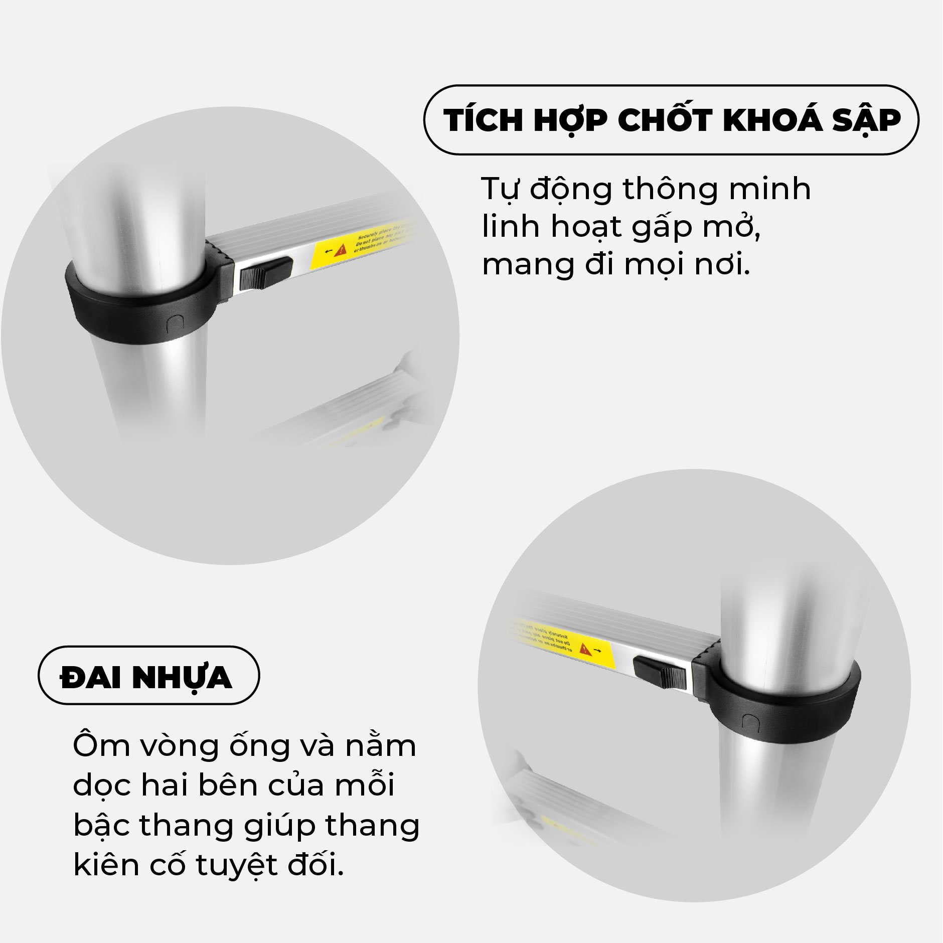 Thang nhôm rút đơn HAKAWA HK-138 16 Thang rút đơn Hakawa HK-138 được tích hợp chốt khoá sập tự động thông minh, đai nhựa cố định chắc chắn các bậc thang