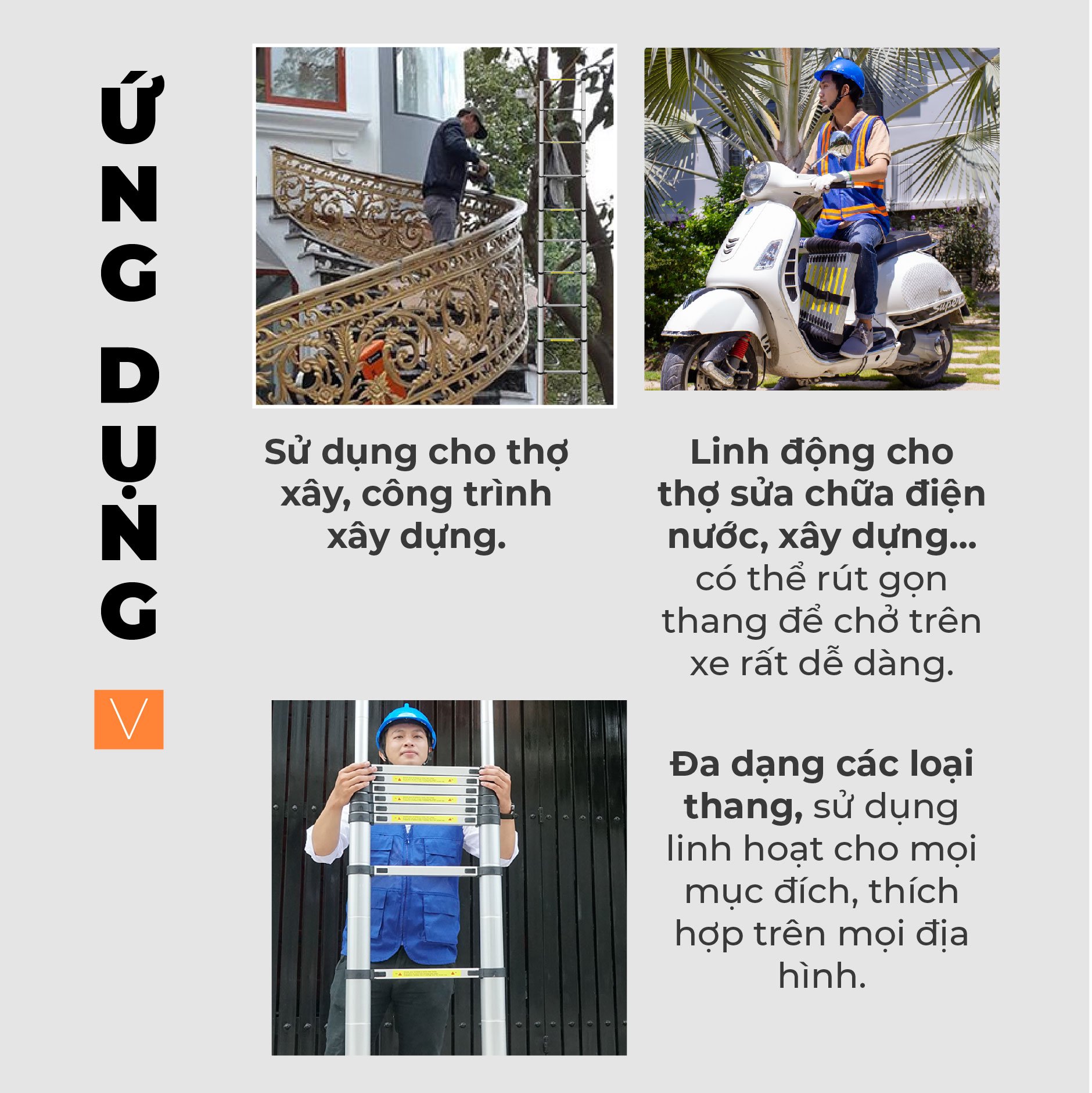 Thang nhôm rút đơn HAKAWA HK-138 18 Thang nhôm rút đơn Hakawa ứng dụng được cho nhiều công việc khác nhau