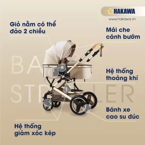 Xe đẩy cho bé cao cấp được thiết kế thông minh và khoa học hỗ trợ tối đa việc chăm sóc bé