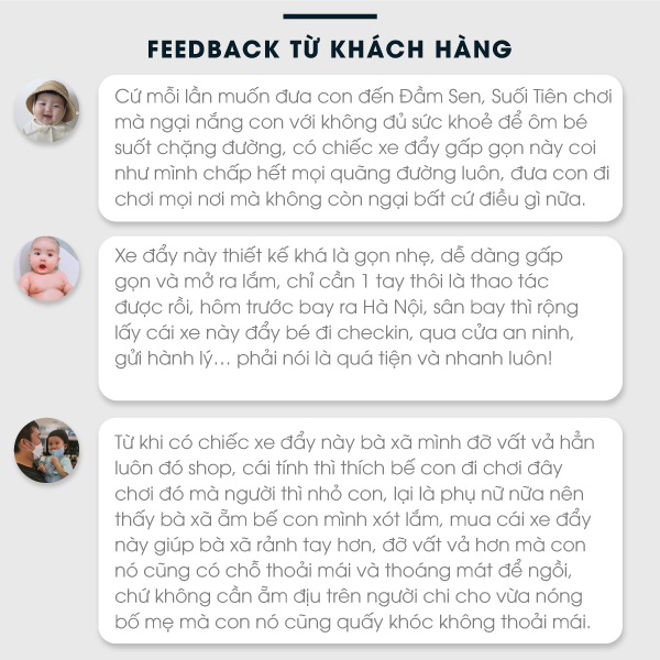 Xe đẩy gấp gọn cho bé HAKAWA HK-B07 19 Một số feedback của khách hàng vế xe đẩy HK-B07