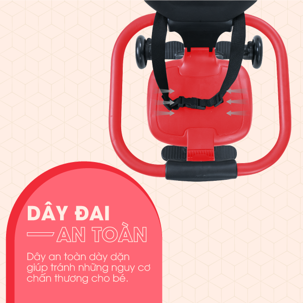 Xe đẩy gấp gọn cho bé HAKAWA HK-B07 12 Dây đai an toàn dày dặn với khoá cố định chắc chắn giúp tránh những nguy cơ chấn thương cho bé