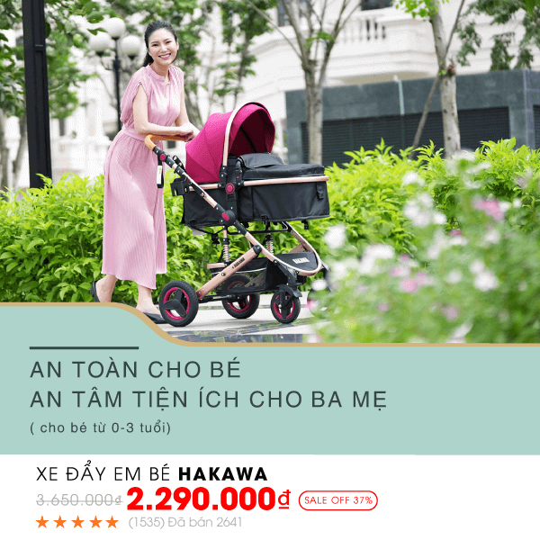 Xe đẩy cho bé Hakawa HK-B02 Kaki an toàn cho bé, an tâm tiện ích cho ba mẹ
