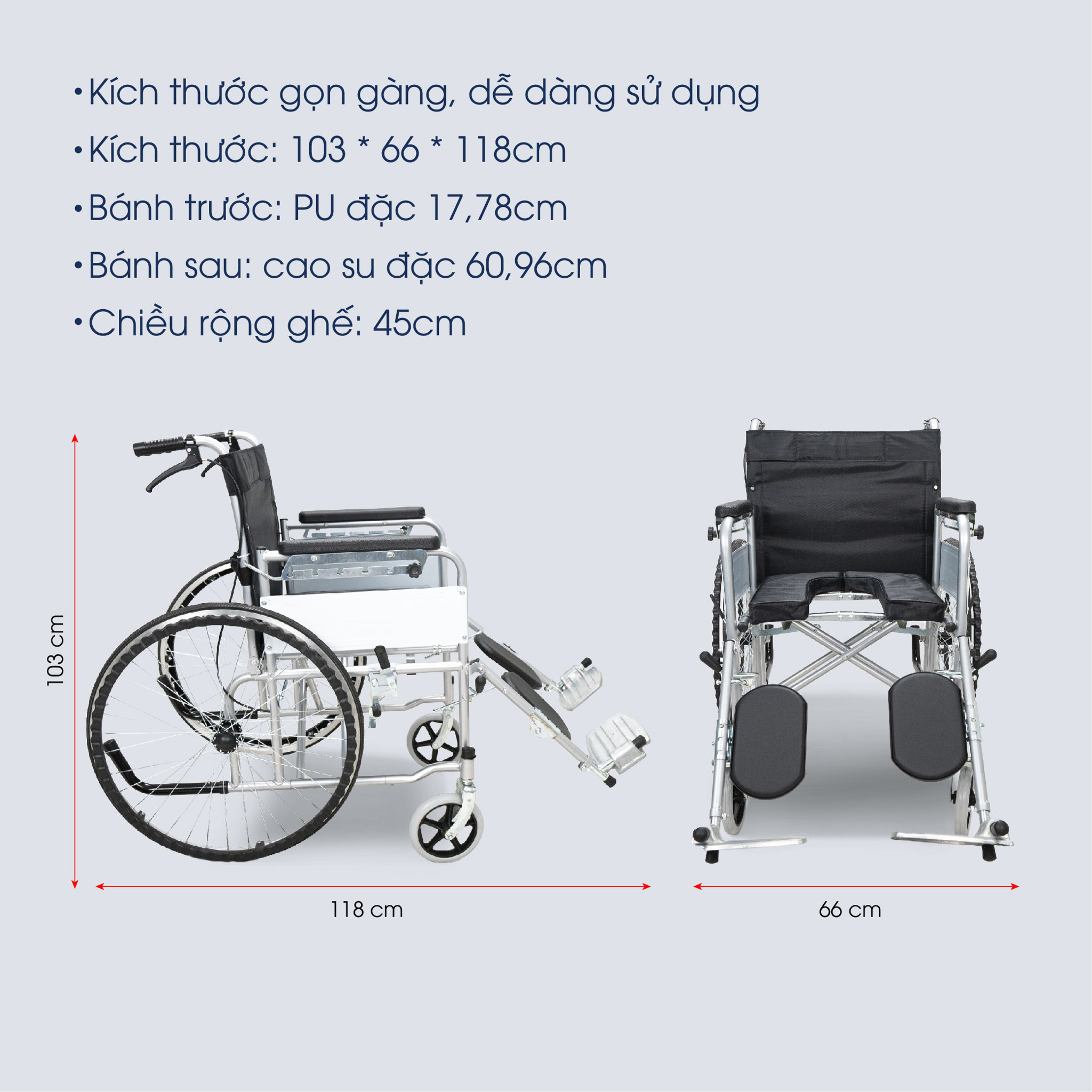 Xe lăn cơ đa chức năng HAKAWA HK-XC19 có bô vệ sinh 13 Xe lăn cơ đa chức năng HAKAWA HK-XC19 thiết kế với kích thước gọn gàng, chắc chắn, linh hoạt dễ dàng sử dụng