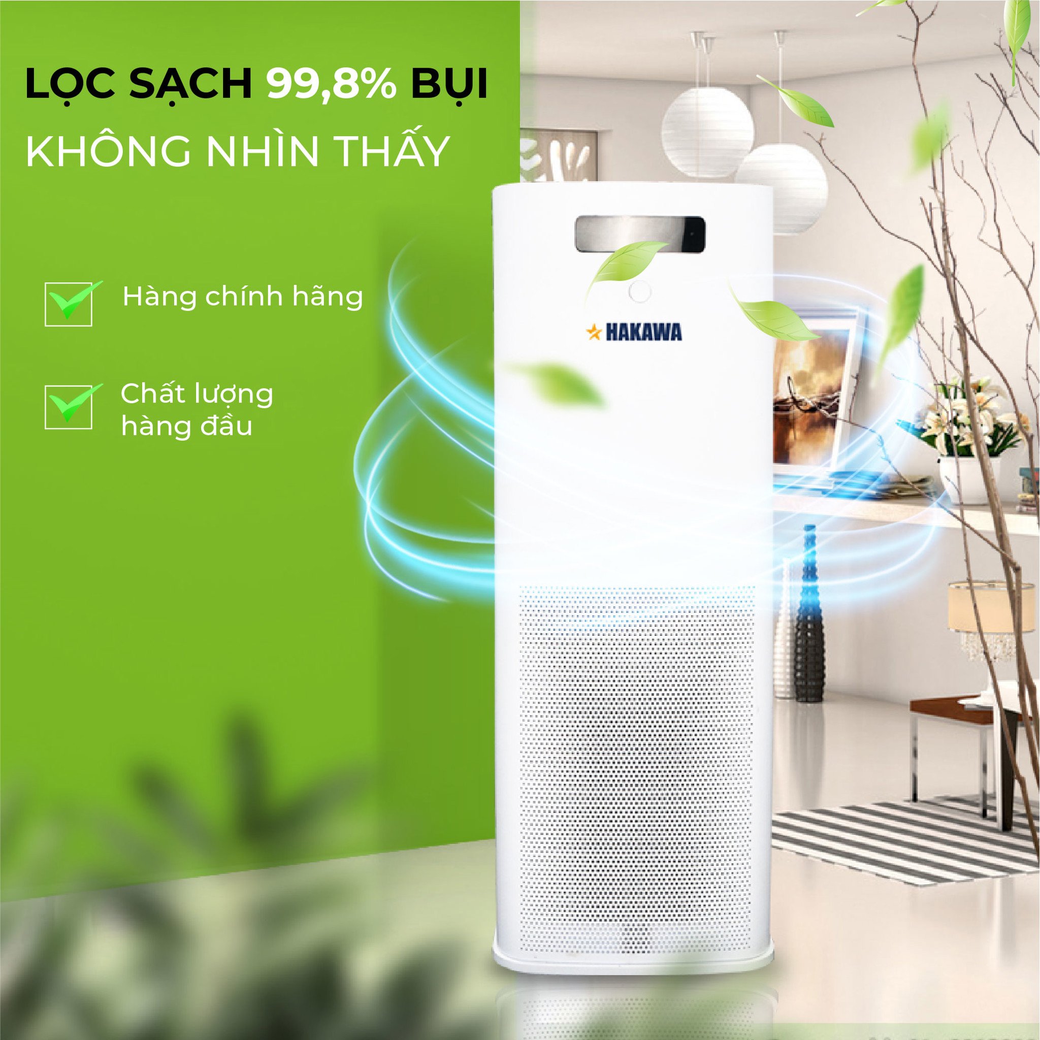Máy lọc không khí HAKAWA HK-K3 9 HK-K3 lọc sạch 99,8 % các loại hạt bùi mắt thường không nhìn thấy
