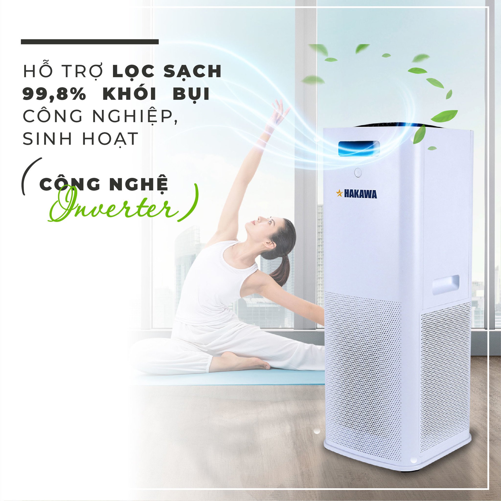 Máy lọc không khí HAKAWA HK-K3 19 Máy K3 hỗ trợ lọc sạch 99,8% khỏi bụi công nghiệp và sinh hoạt thai ra môi trường