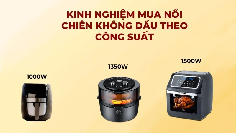 11 kinh nghiệm mua nồi chiên không dầu rẻ, đẹp, bền 14 Kinh nghiệm mua nồi chiên không dầu theo công suất
