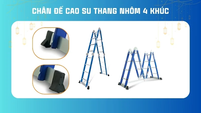 Chân đế cao su thang rút các loại thang chữ a, đơn, ghế 20 Chân đế cao su thang nhôm 4 khúc