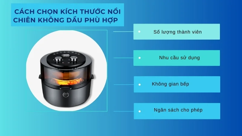 Nên chọn kích thước nồi chiên không dầu nào để sử dụng 16 Cách chọn kích thước nồi chiên không dầu phù hợp