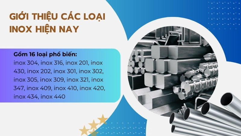Inox có mấy loại? Khám phá các loại inox phổ biến hiện nay 13 Hiện nay, trên thị trường có 16 loại inox phổ biến