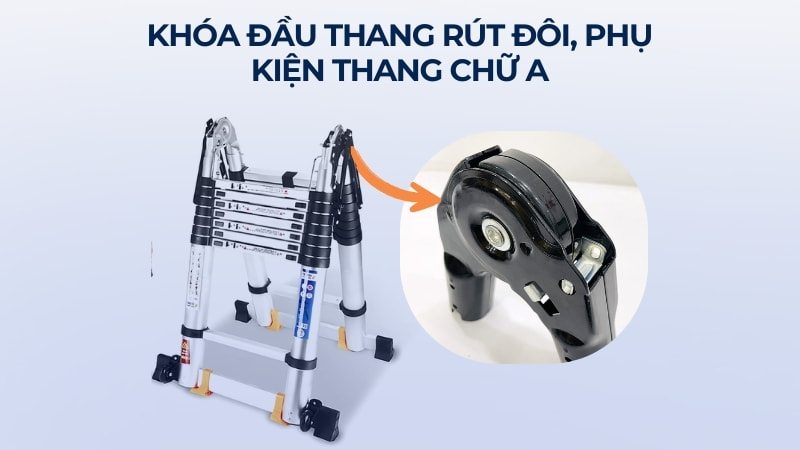11 phụ kiện thang nhôm có thể mua về thay thế 15 Khóa đầu thang rút đôi, phụ kiện thang chữ A