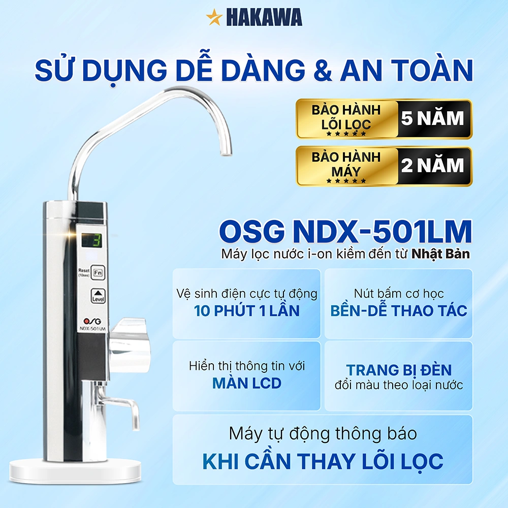 Máy lọc nước ion kiềm OSG NDX-501LM