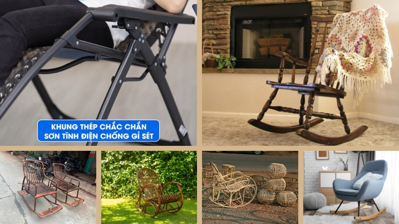 Thanh lý ghế bập bênh thư giãn giá rẻ, mới 99% 11 Phân loại ghế bấp bênh thanh lý theo chất liệu