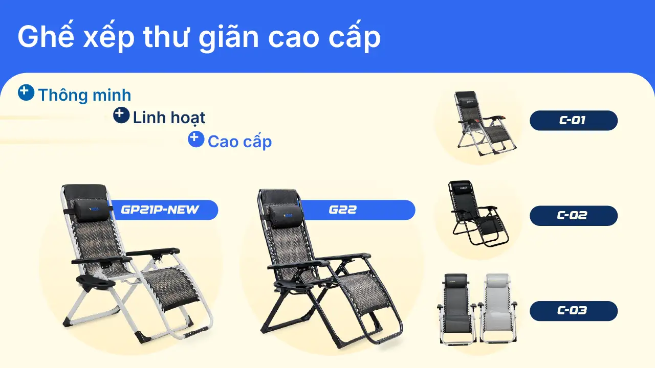 Giới thiệu 8 Ghế xếp thư giãn cao cấp