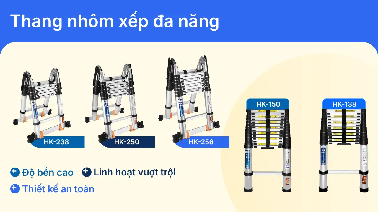 Giới thiệu 9 Thang nhôm xếp đa năng