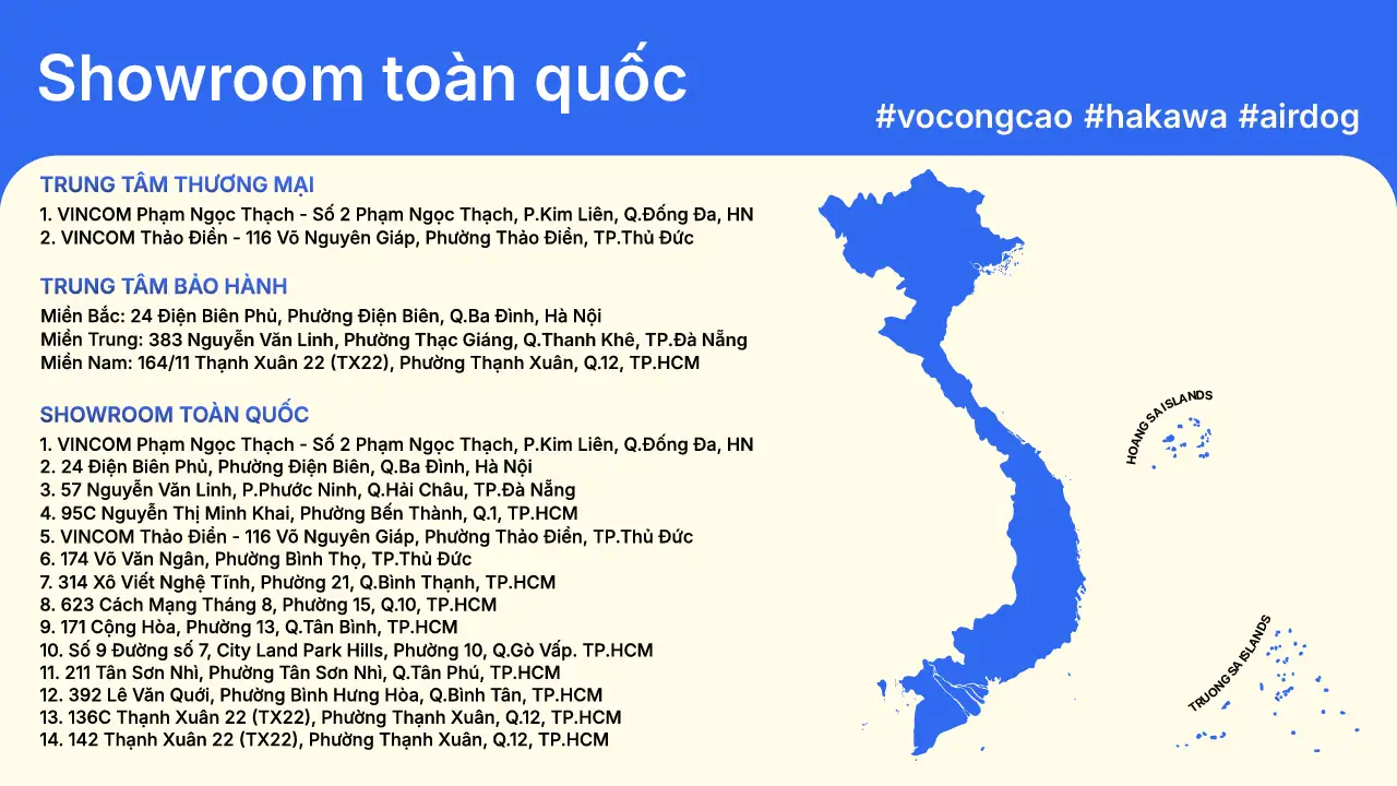 Giới thiệu 13 Hệ thống cửa hàng của HAKAWA Việt Nam trên toàn quốc
