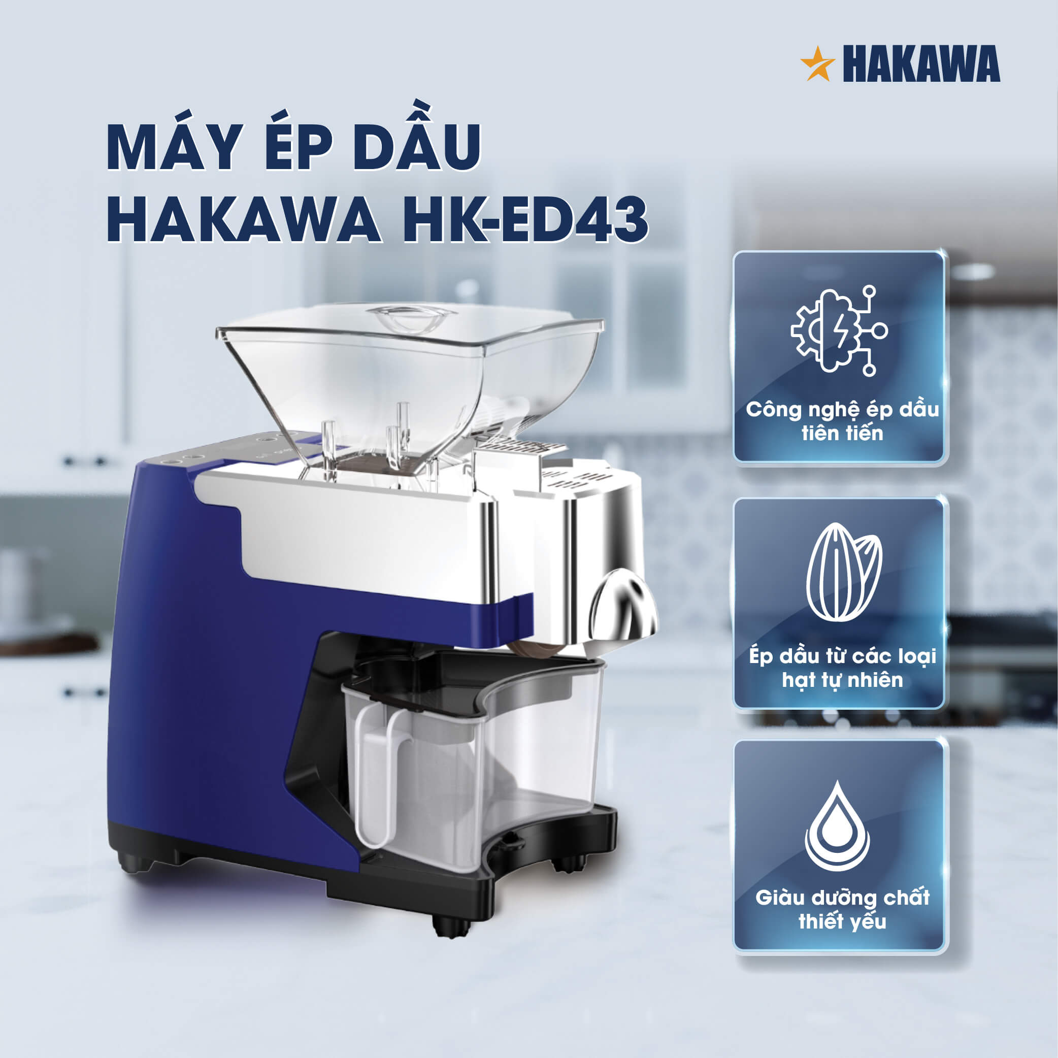 Máy ép dầu sạch Hakawa HK-ED43 màu xanh 10 Máy ép dầu HAKAWA HK-ED43 là thiết bị gia dụng không thể thiếu trong những căn bếp hiện đại
