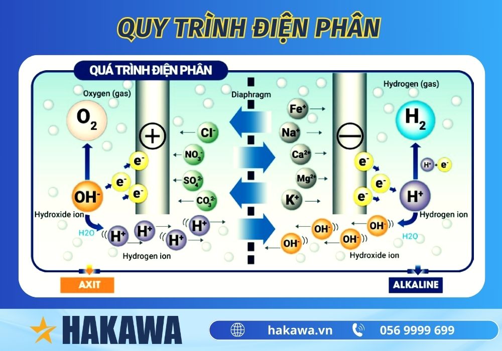 Hướng dẫn sử dụng máy lọc nước ion kiềm từ A-Z 8 Quy trình điện phân máy lọc tạo kiềm