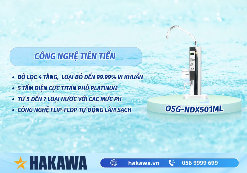 Top máy lọc nước ion kiềm âm tủ bếp TỐT NHẤT tại Hakawa 7 Máy lọc nước ion kiềm âm tủ bếp OSG-NDX501ML