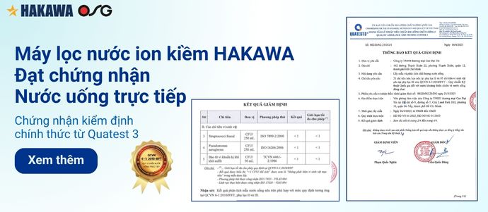 chứng nhận nước uống trực tiếp cho máy lọc nước ion kiềm