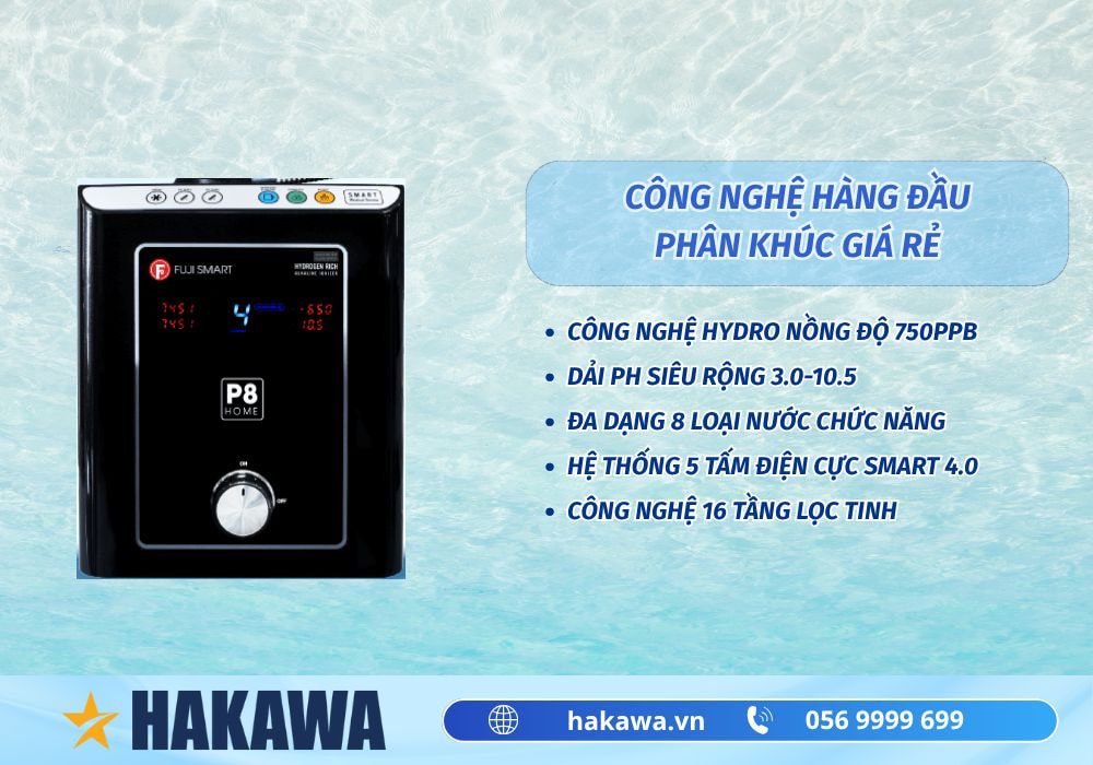 Máy lọc nước iON kiềm Fuji Smart P8 Home 4 cong nghe may loc nuoc dien giai ion kiem fuji smart P8 Home