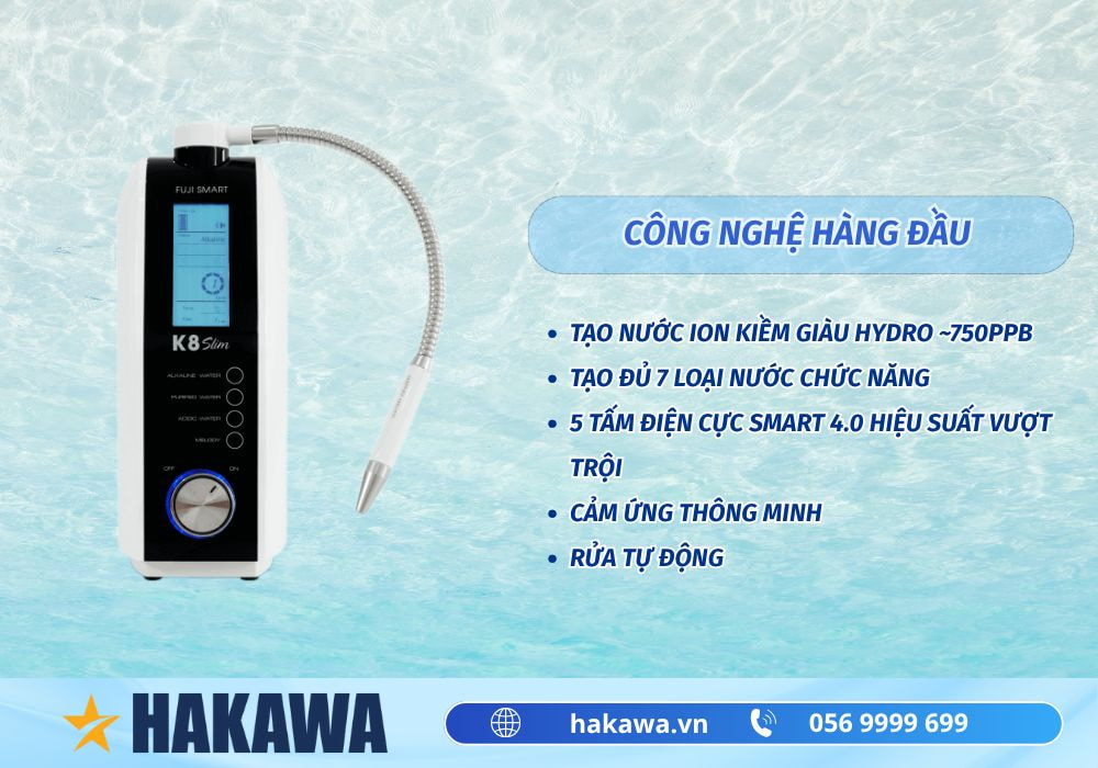 Máy lọc nước iON kiềm Fuji Smart K8 Slim 4 Công nghệ máy lọc nước điện giải iON kiềm Fuji Smart K8 Slim