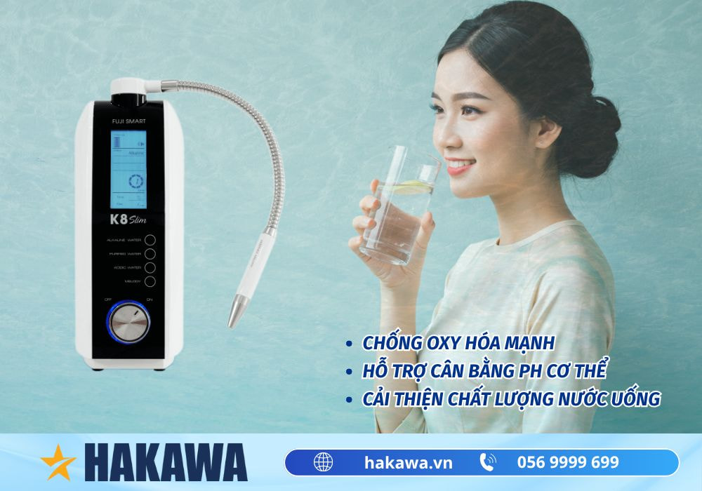 Máy lọc nước iON kiềm Fuji Smart K8 Slim 3 Công dụng của máy lọc nước điện giải iON kiềm Fuji Smart K8 Slim