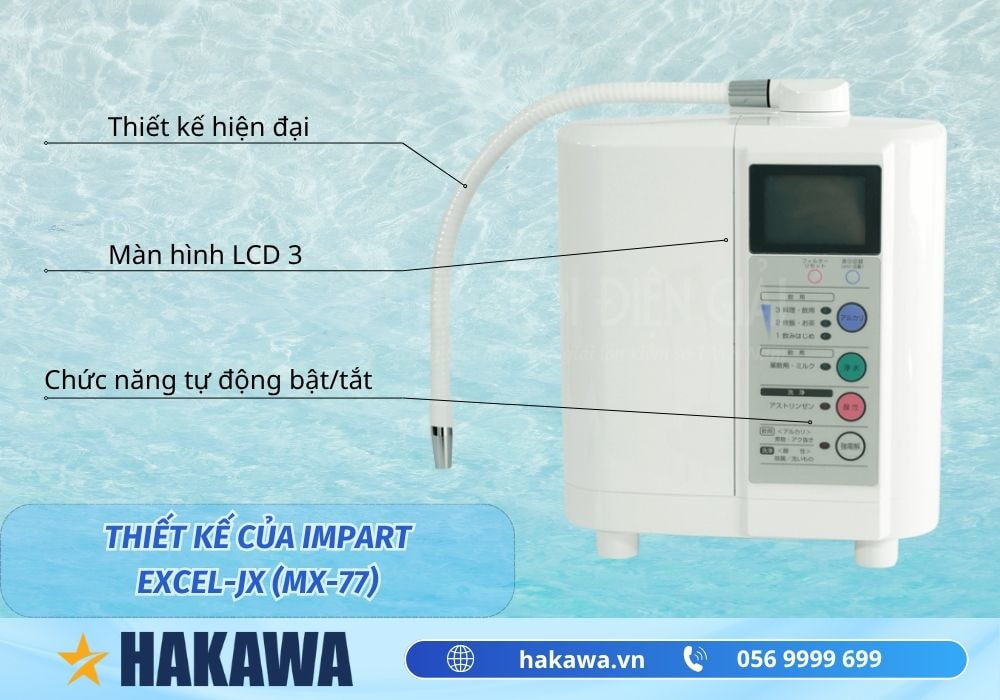 Máy lọc nước ion kiềm Impart Excel-JX (MX-77) 2 Thiết kế máy lọc nước ion kiềm Impart Excel-JX (MX-77)