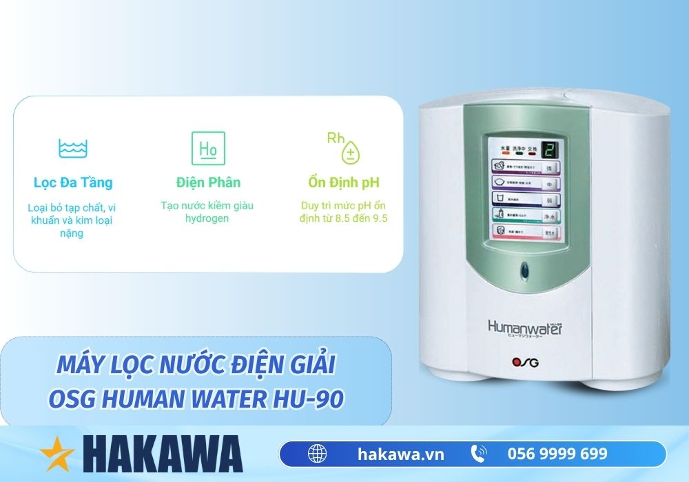Chi tiết máy lọc nước ion kiềm giá 10 triệu CHẤT LƯỢNG 7 máy lọc nước ion kiềm osg human water hu 90