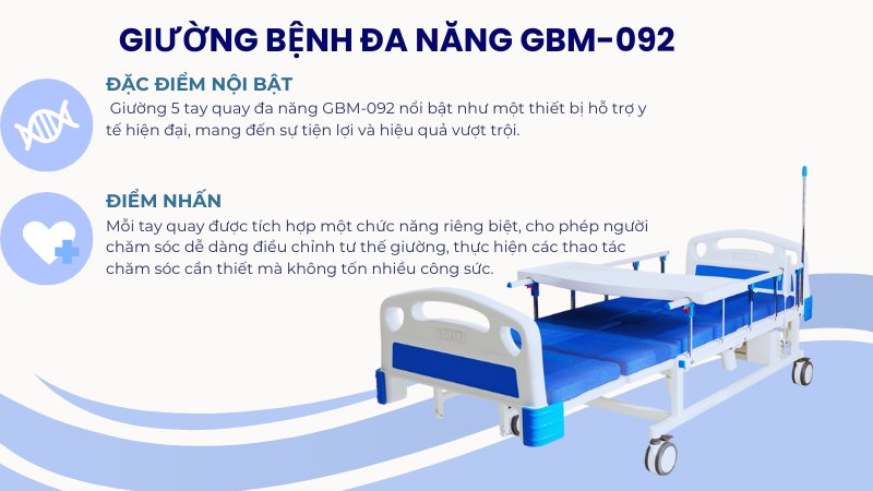 Giường 5 tay quay đa năng GBM-092 2 Giường bệnh đa năng GBM-092
