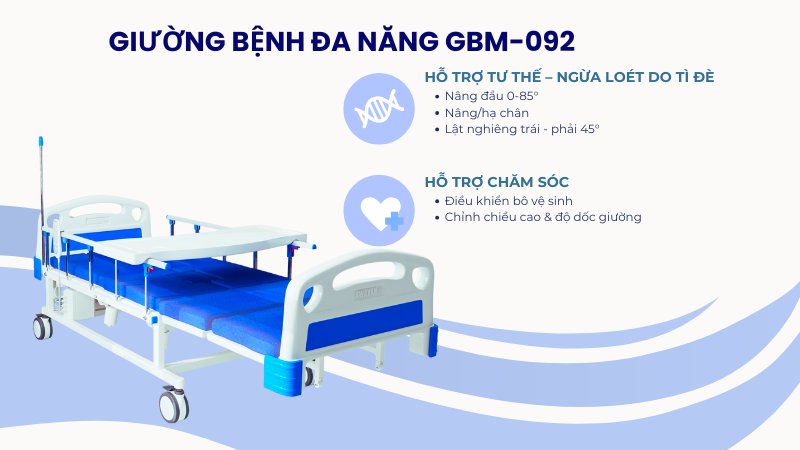 Giường 5 tay quay đa năng GBM-092 3 Giường y tế đa tính năng và tiện ích