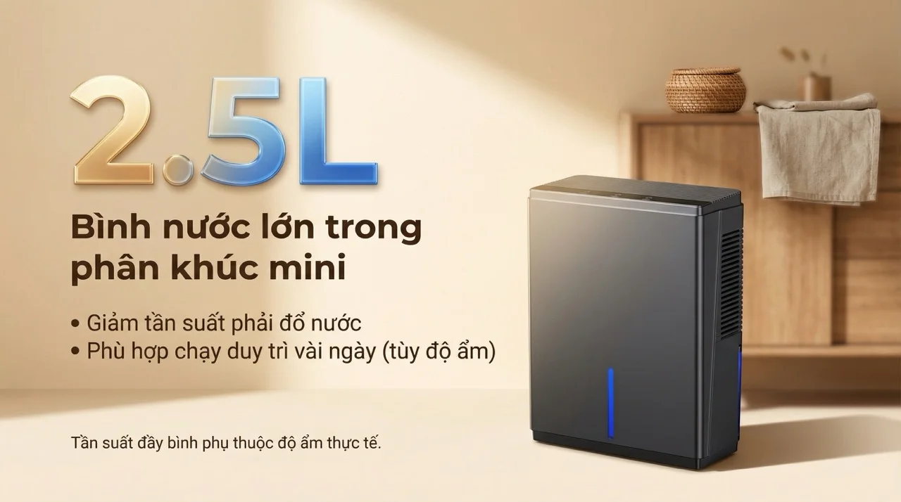 Máy hút ẩm mini Hakawa BW401 10 dung tích bình 2.5L