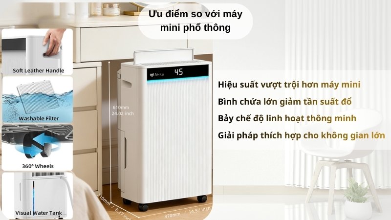 Máy hút ẩm Hakawa Airdog M320 15 Ưu điểm so với máy mini phổ thông