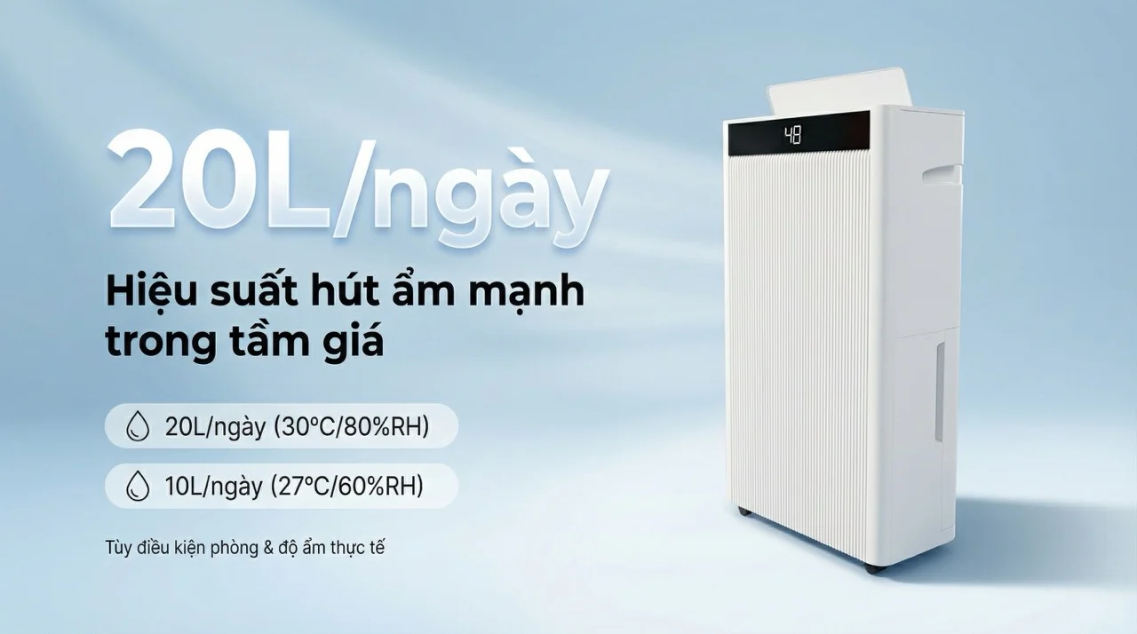 Máy hút ẩm Hakawa M320 17 Hiệu suất hút ẩm lên đến 20 1 ngày