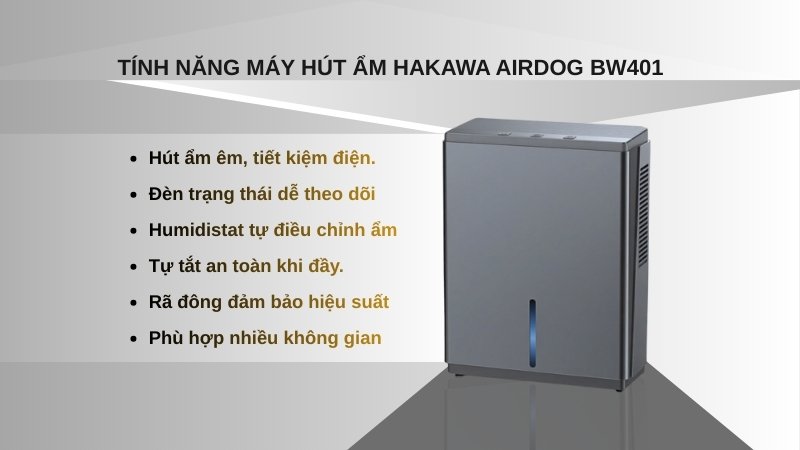 Máy hút ẩm mini Hakawa Airdog BW401 14 Tính năng máy hút ẩm Hakawa Airdog BW401