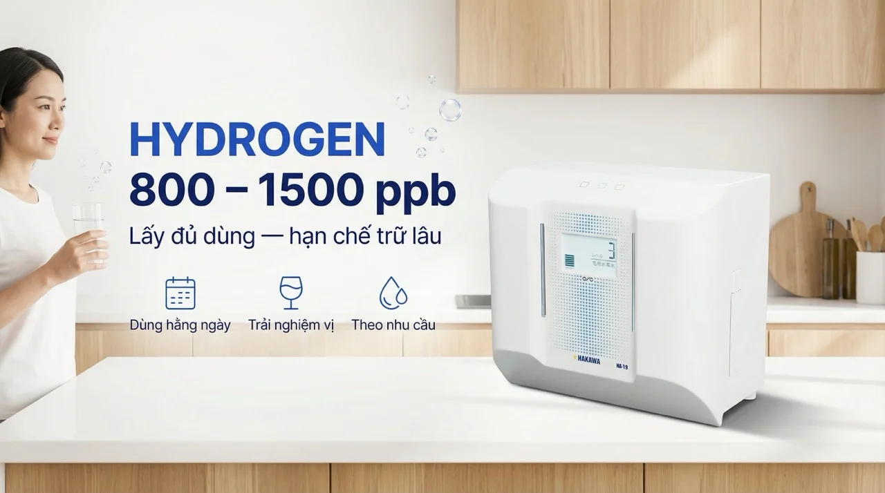 Máy lọc nước ion kiềm Hakawa HA-19 17 Chỉ số Hydrogen lý tưởng cho sức khỏe