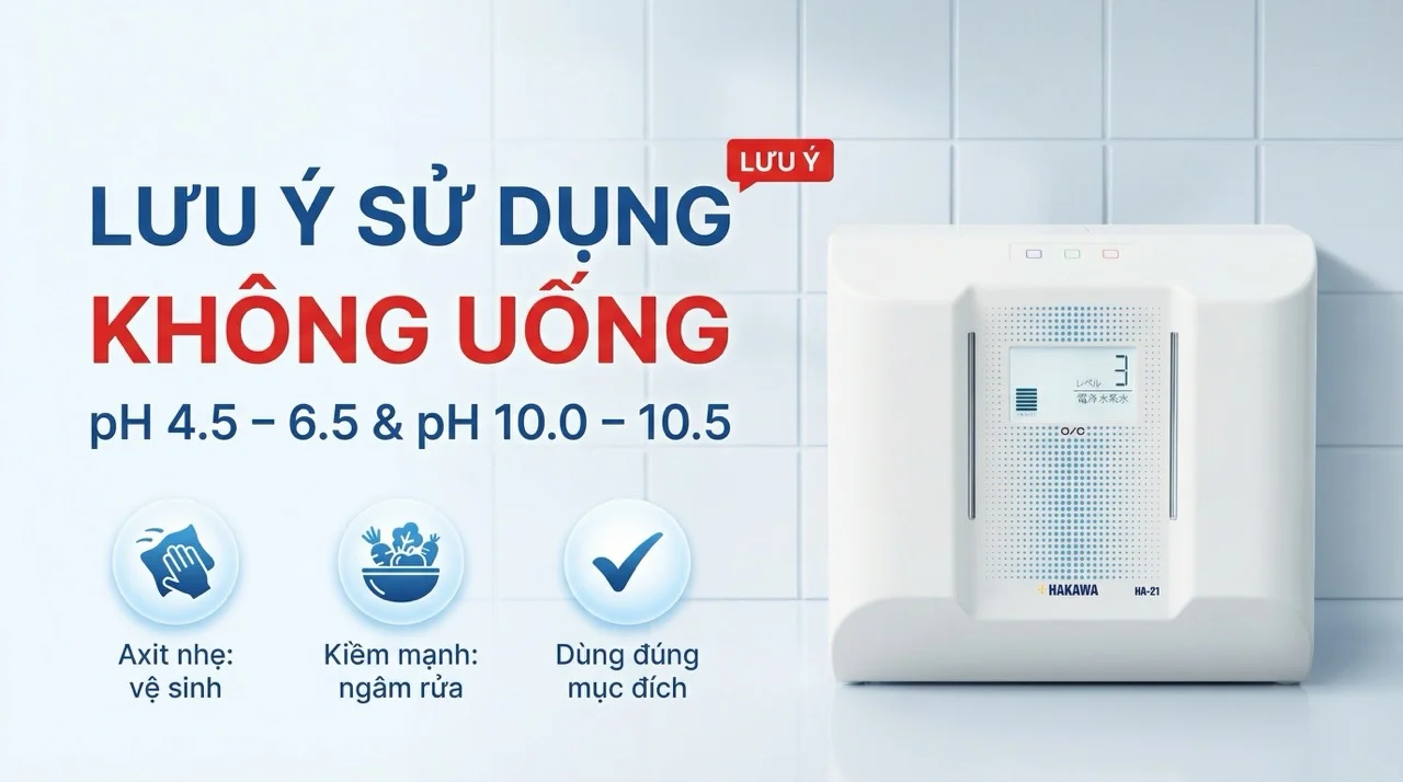Máy lọc nước ion kiềm Hakawa HA-21 19 Nước axit và nước kiềm mạnh