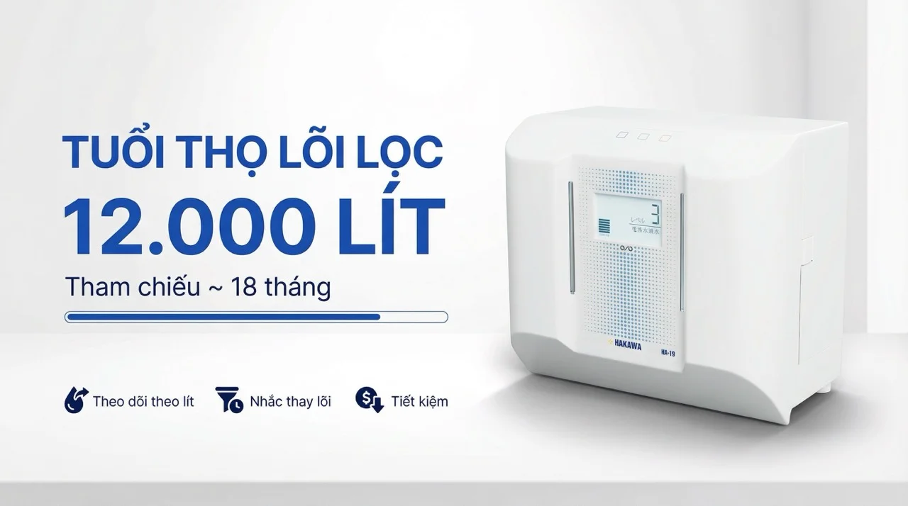 Máy lọc nước ion kiềm Hakawa HA-19 20 tuổi thọ bền bỉ 12000 lít