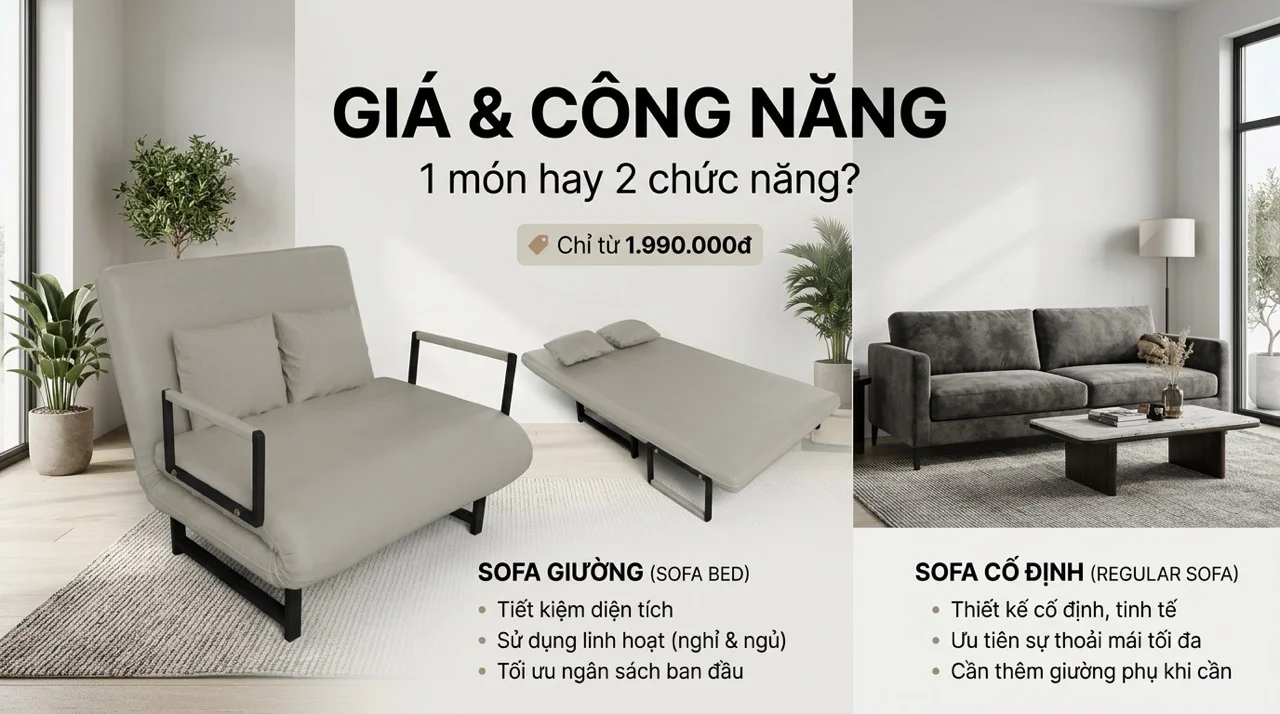 Sofa Giường Hay Sofa Thường - Loại Nào Hợp Hơn? 7 Bảng So Sánh Sofa Giường Và Sofa Thường