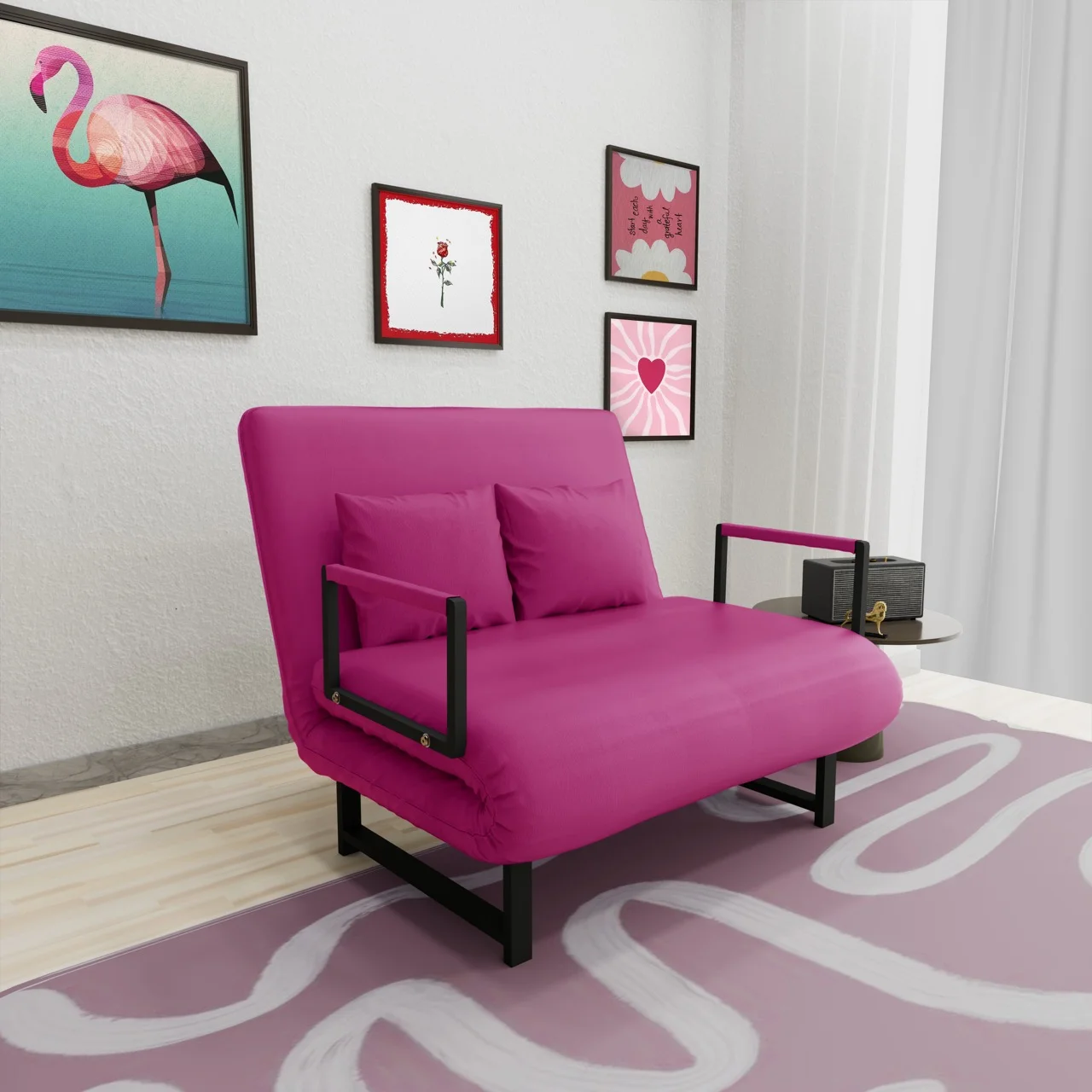 Sofa Giường Da HAKAWA SFD-100 5 bộ ghế Sofa Giường Da HAKAWA SFD-100 màu hồng