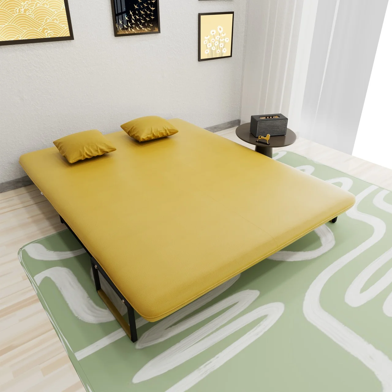 bộ ghế Sofa Giường Da HAKAWA SFD-150 màu vàng