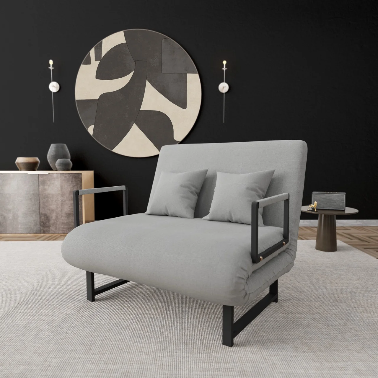 bộ ghế Sofa Giường Vải HAKAWA SFV-100 màu xám