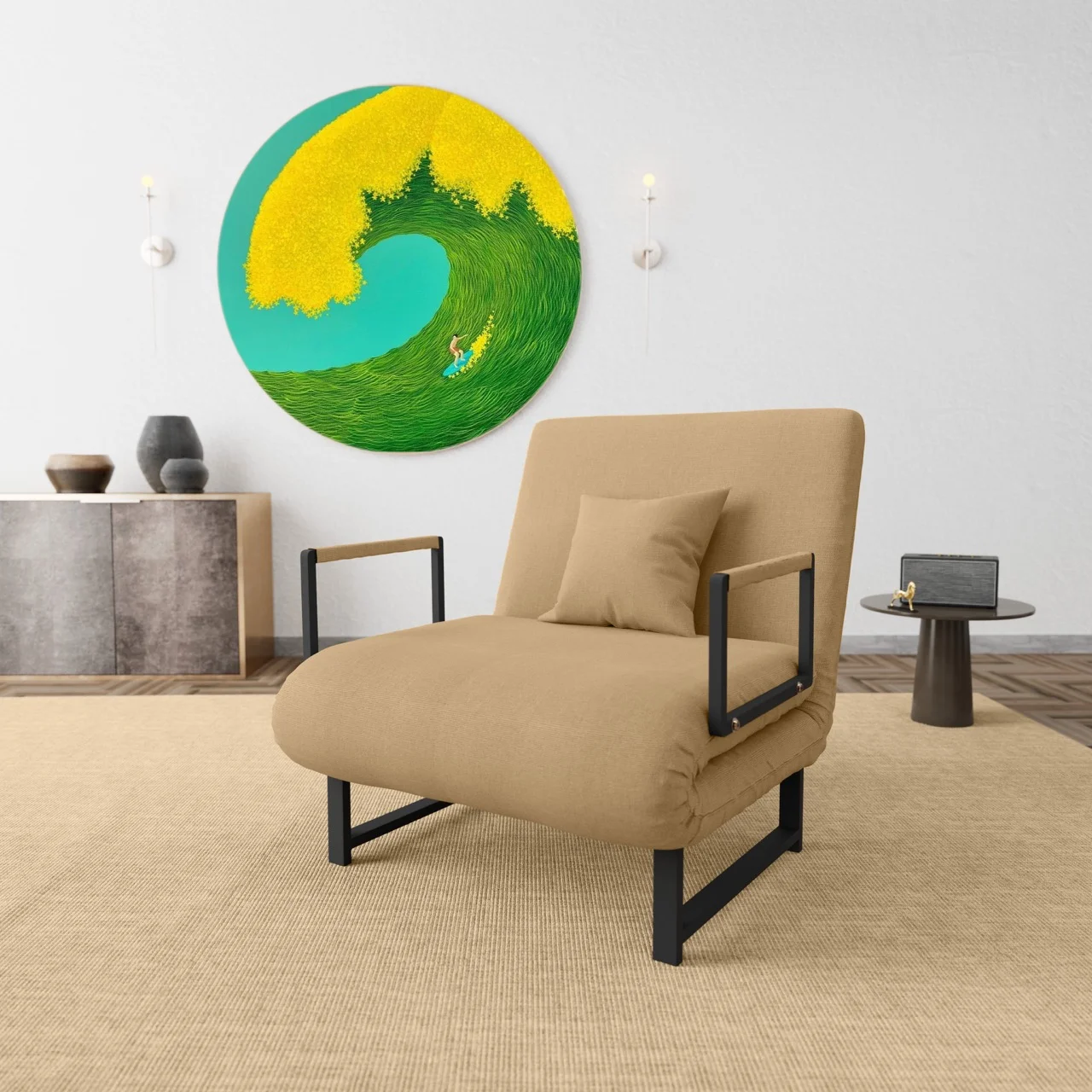 bộ ghế Sofa Giường Vải HAKAWA SFV-80 màu be