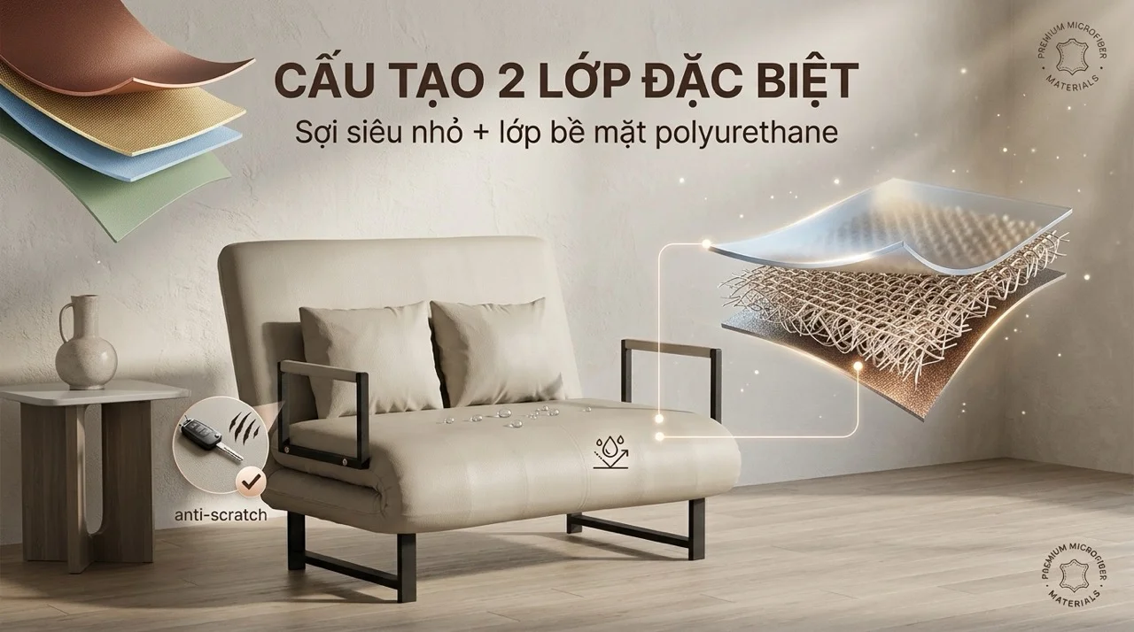 Da Ultra Microfiber Là Gì? Vì Sao Bền Hơn Da PU Gấp 3 Lần 6 Cấu tạo 2 lớp của da sofa