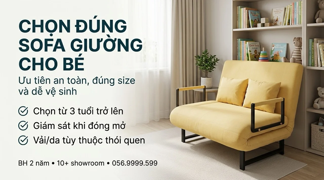 Sofa Giường Cho Trẻ Em - An Toàn & Phù Hợp Lứa Tuổi Nào? 10 Chọn Đúng Sofa Giường Cho Bé