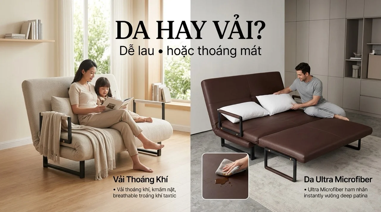 Sofa Giường Hay Sofa Thường - Loại Nào Hợp Hơn? 9 Chọn Sofa Giường HAKAWA - Da Hay Vải
