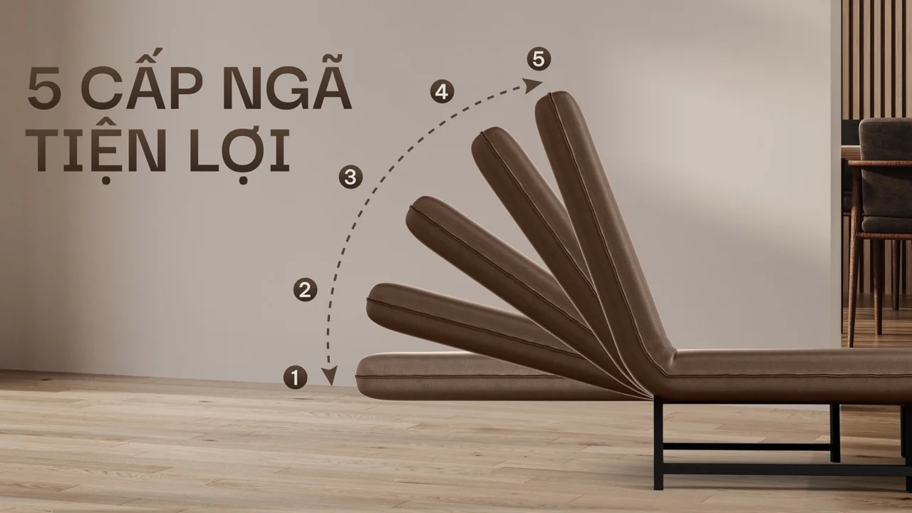 Sofa Giường Da HAKAWA SFD-120 18 Cơ chế 5 cấp ngả khi dùng cho 2 người