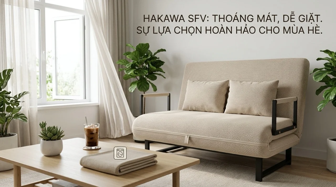 Sofa Giường Mùa Hè - Chất Liệu Nào Thoáng Mát Nhất? 8 Dòng SFV HAKAWA - Sofa Giường Vải Thoáng Mát Cho Mùa Hè