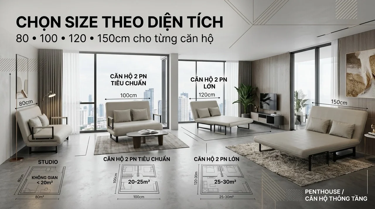 Sofa Giường Cho Chung Cư - Chọn Size Nào Vừa Phòng Khách? 7 Hướng Dẫn Chọn Size Sofa Giường Cho Chung Cư